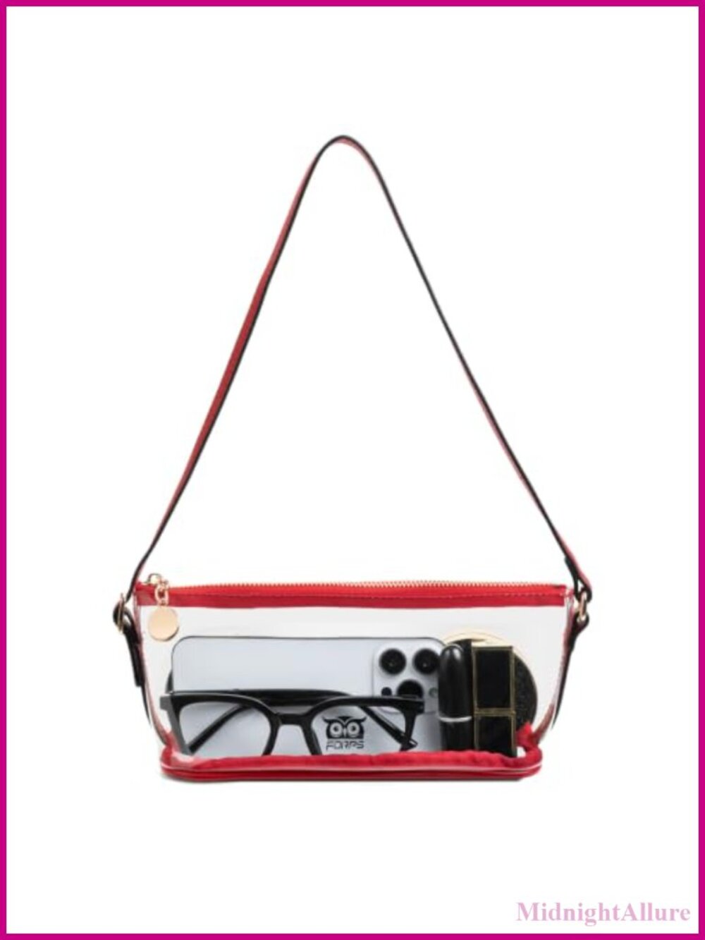 Clear TPU Stadium Approved Crossbody Shoulder Bag Vegan Leather Trim